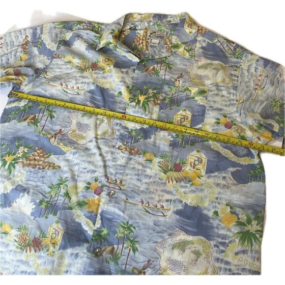 VTG Ralph Lauren Shirt Mens Blue Tropical Hawaiian Button Up Short Sleeve L - Picture 5 of 7
